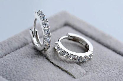 925 Sterling Silver Zircon Hoop Earrings – Luxury 10mm Circle Earrings for Women & Girls Wedding Party Jewelry