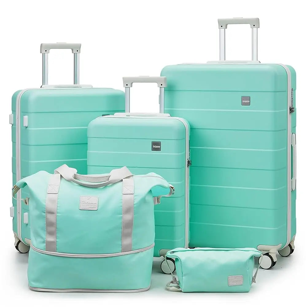imiomo Travel Luggage Set – Hard Shell Lightweight Carry-On Suitcase with Travel Bag, TSA Lock & Silent Spinner Wheels