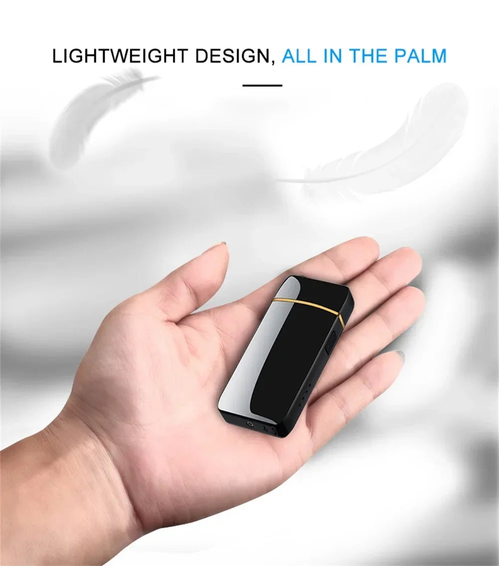 2025 Electric Windproof Metal Lighter Double Arc Flameless Plasma Rechargeable USB Lighter LED Power Display Touch Lighters Gift