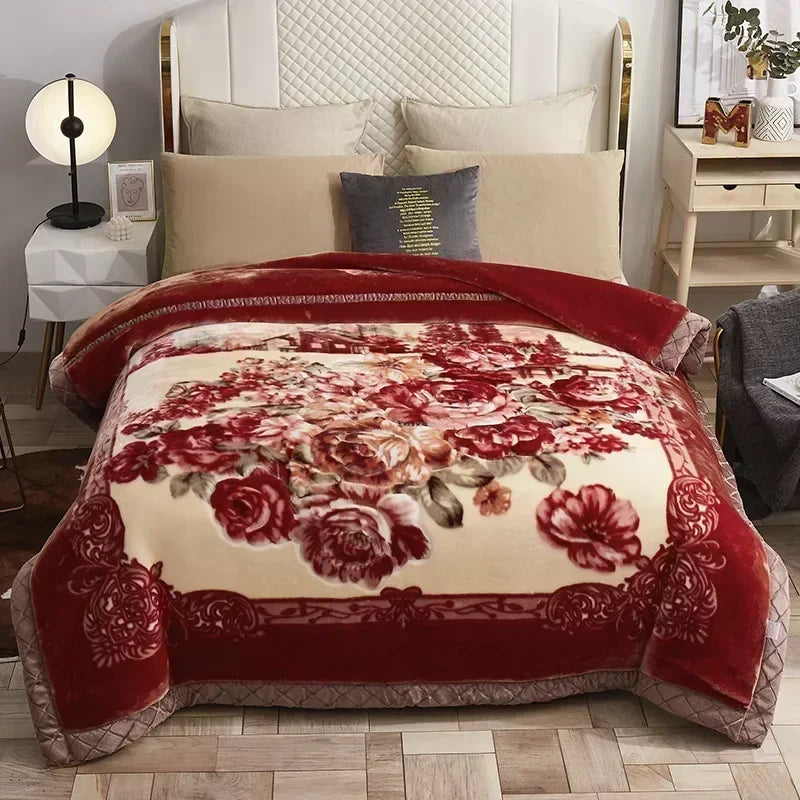 European Style Warm Raschel Blanket – Thickened Weighted Winter Comforter & Double-Sided Duvet
