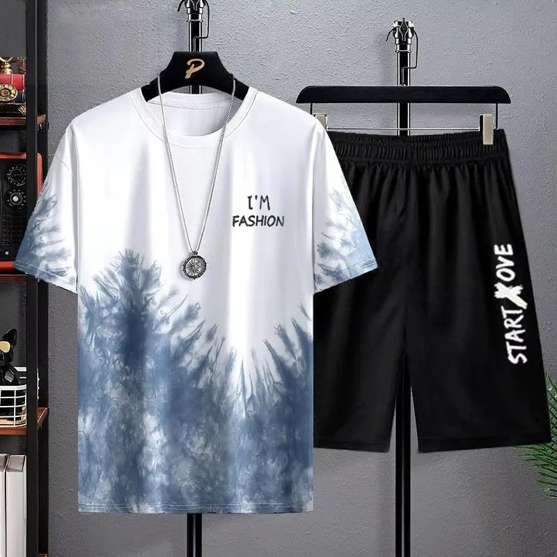 Men’s Summer Quick-Dry Tracksuit Set – 3D Printed Short Sleeve T-Shirt & Shorts Sportswear for Basketball & Casual Wear