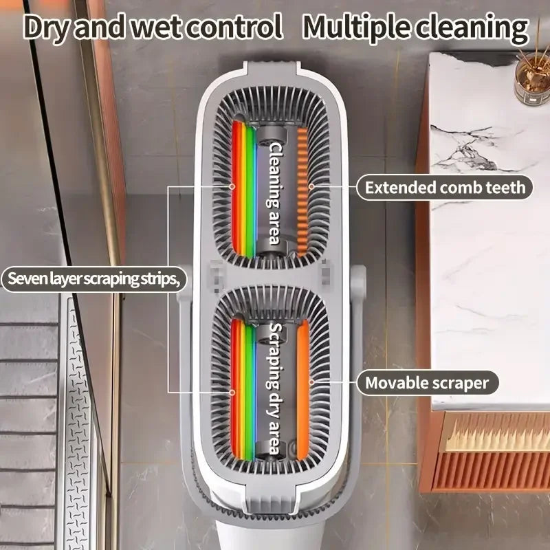 Spin Flat Mop With Bucket Set 40cm | Hands-Free Floor Cleaner with Automatic Water Separation & Microfiber Pads