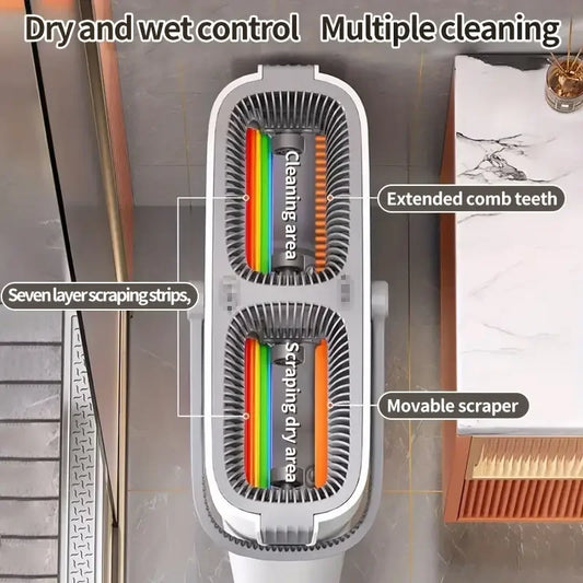 Spin Flat Mop With Bucket Set 40cm | Hands-Free Floor Cleaner with Automatic Water Separation & Microfiber Pads
