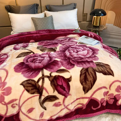 Double Layer Winter Plush Blanket – Thick Soft Warm Fluffy Fleece Quilt 150x200cm