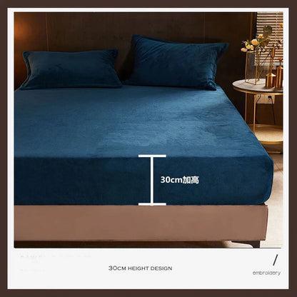 WOSTAR Winter Warm Plush Fitted Sheet | Elastic Mattress Cover | Fluffy Flannel Bed Linen | Couple Luxury Double Bed Bedding 160x200
