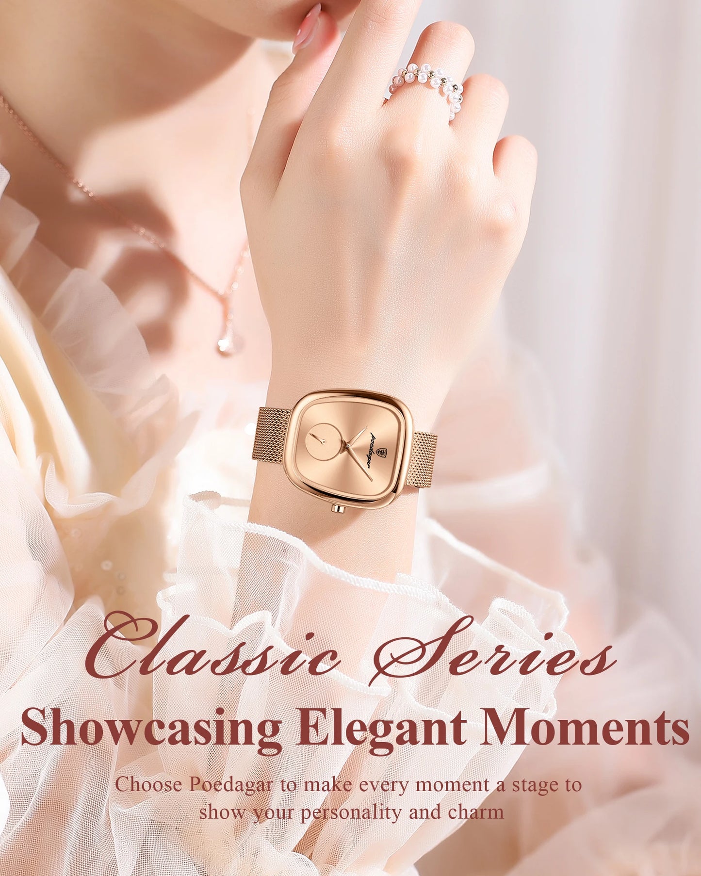 Luxury Women’s Watch – Elegant Waterproof Mesh Stainless Steel Quartz Watch for Ladies