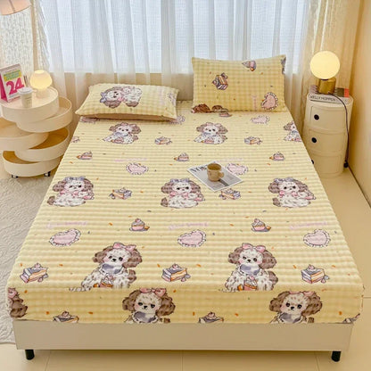 Fluffy Plush Cartoon Fleece Bed Sheet | Double Bed | Winter Warm
