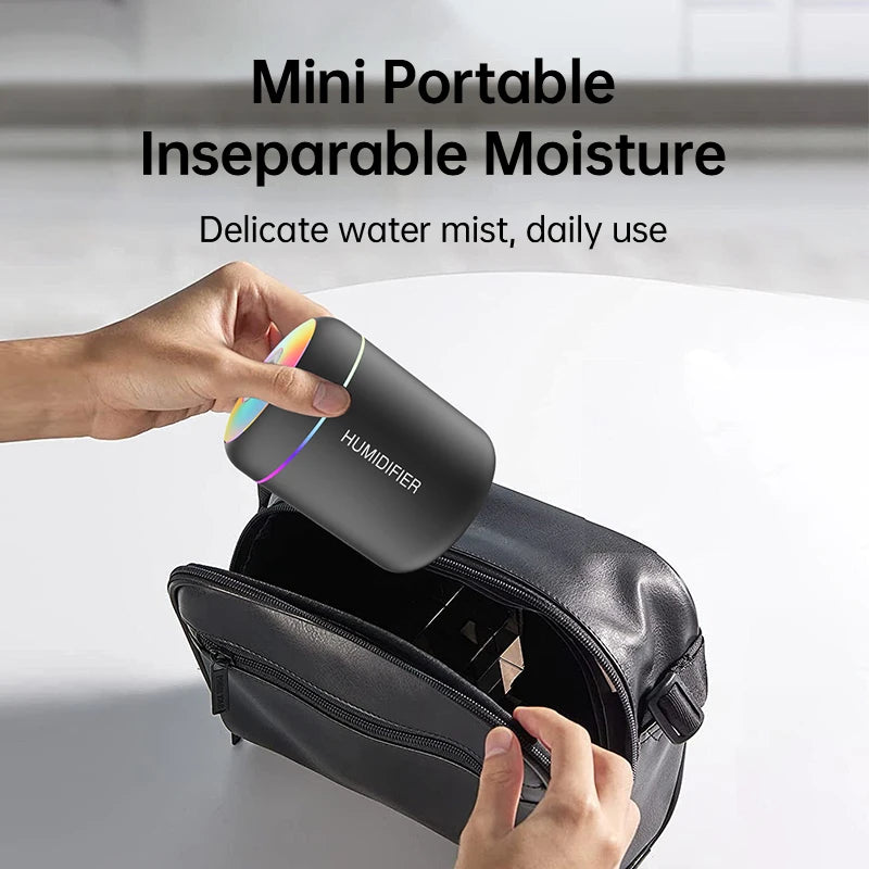 Mini USB Air Humidifier & Aroma Diffuser – Essential Oil Mist Maker with LED Light for Car & Home