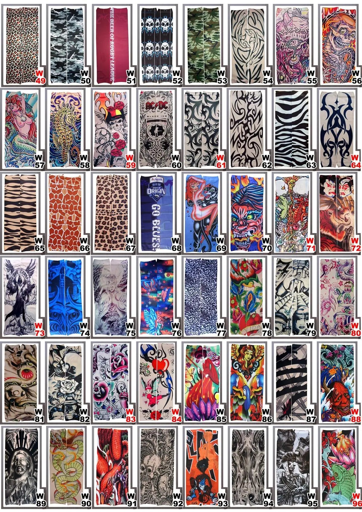 6 PCS Tattoo Sleeves for Men & Women – Elastic Arm Covers for Outdoor, Sports & Party Style