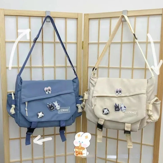 Japanese & Korean Style Single Shoulder Handbag – Retro Large Capacity School Postman Bag for Girls