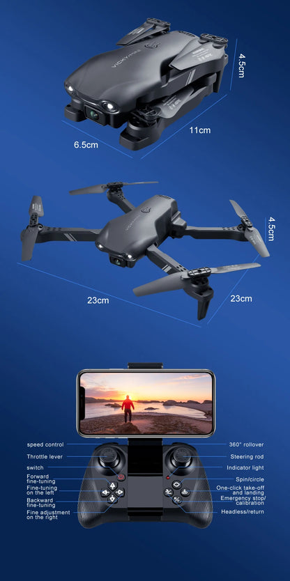 NEW V13 Mini Drone 4K HD Dual Camera – Foldable RC Quadcopter with 1080P WiFi FPV | Professional Drone Toy Gift