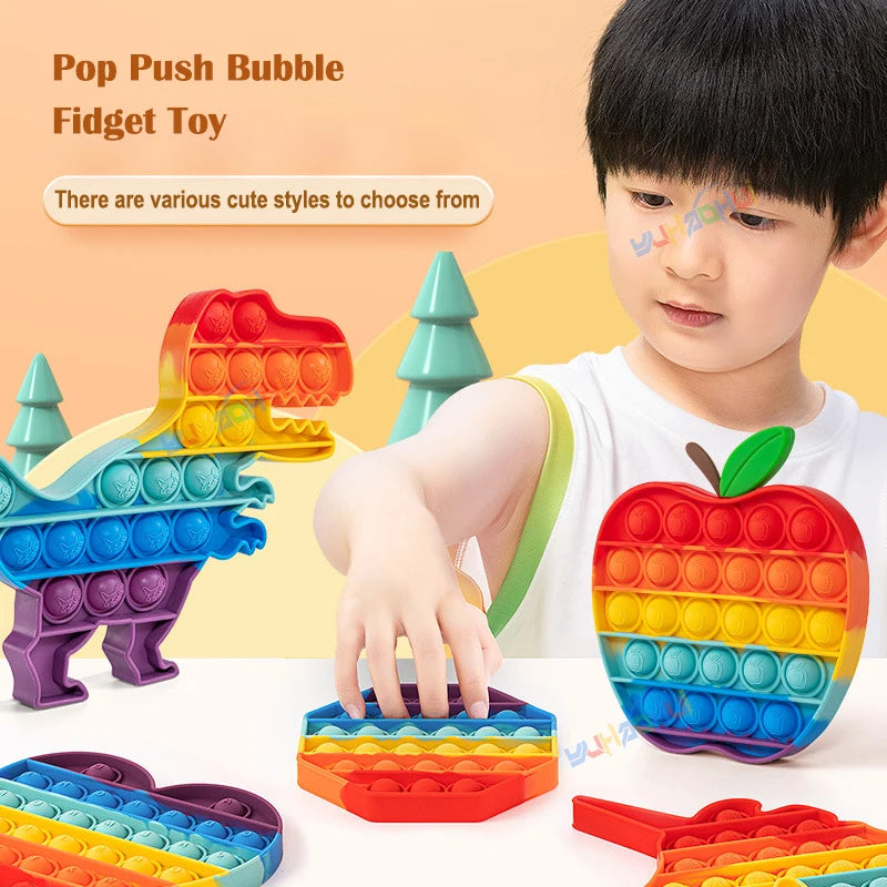 Rainbow Pop Push Bubble Fidget Toy – Stress Relief Sensory Toy for Kids & Adults