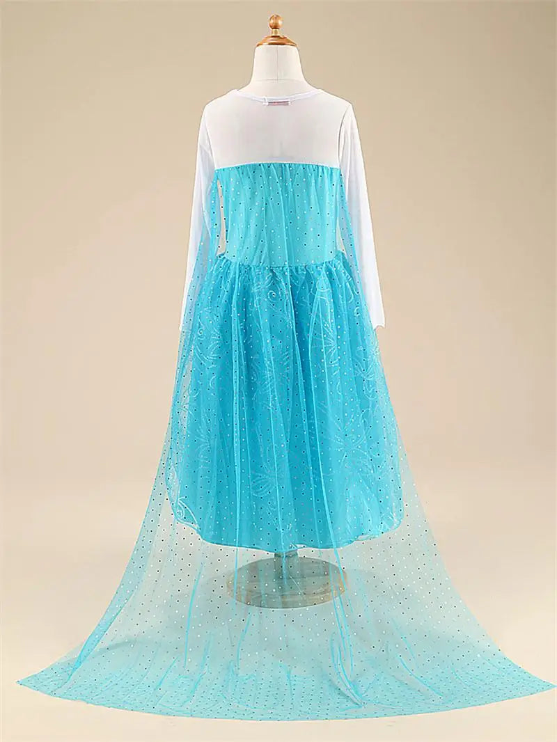Girls Elsa Princess Dress – Frozen Snow Queen Costume for Kids 2025 Carnival & Party