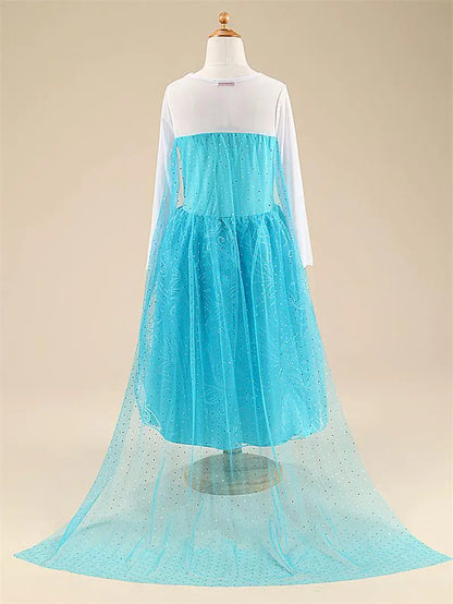 Girls Elsa Princess Dress – Frozen Snow Queen Costume for Kids 2025 Carnival & Party