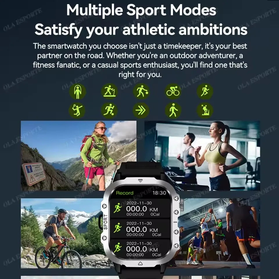 Men’s Military Outdoor GPS Sports Smart Watch – Heart Rate, Sleep Monitor & Waterproof Fitness Watch for iOS & Android