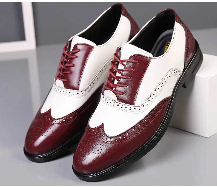 Italian Men’s Oxford Dress Shoes – Elegant Classic Brogue Formal Shoes for Business & Fashion (Zapatos Formales De Hombre)