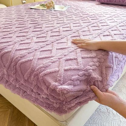 Flannel Fleece Bed Sheet | Winter Warm Coral Fitted Sheet | Double Bed Sofa Mattress Cover | Fluffy & Soft