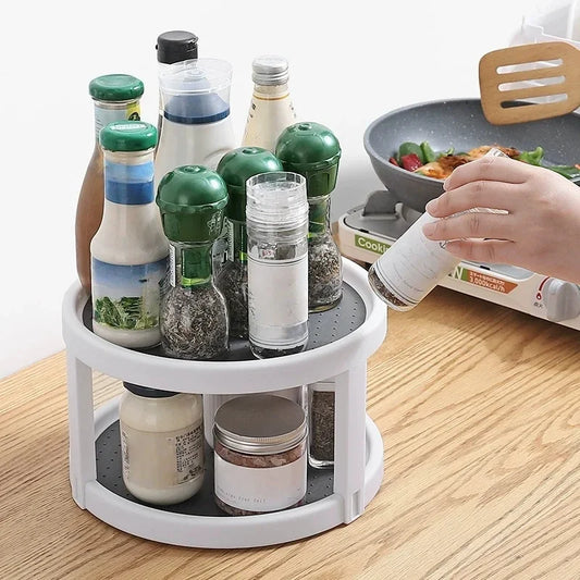 360° Turntable Lazy Susan Spice Organizer – Rotating Kitchen Rack