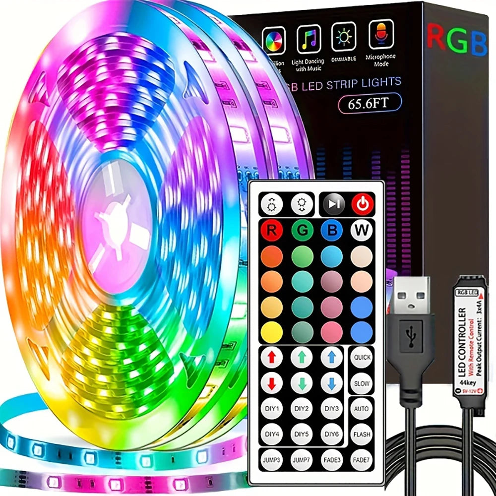 LED Strip Lights with 44-Key Remote – RGB Light Tape for Room, Home & Party Decor