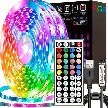 LED Strip Lights with 44-Key Remote – RGB Light Tape for Room, Home & Party Decor