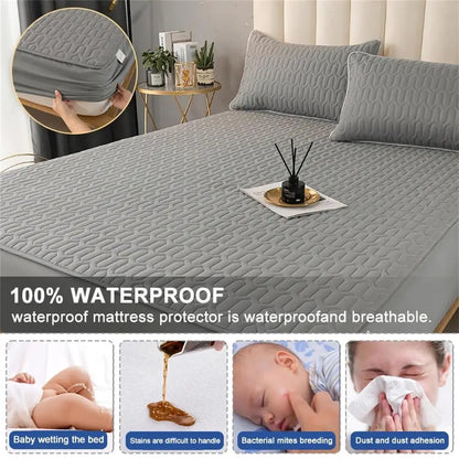 Waterproof Thickened Mattress Pad Protector – Skin-Friendly Durable Fitted Bed Sheet Cover, Latex Mat Cover (120x200 / 150x200 / 180x200)
