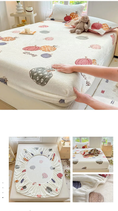 Flannel Bedsheet – Winter Fitted Sheet, Warm Simple Style Bed Linen, 120/150/180cm (No Pillowcase)