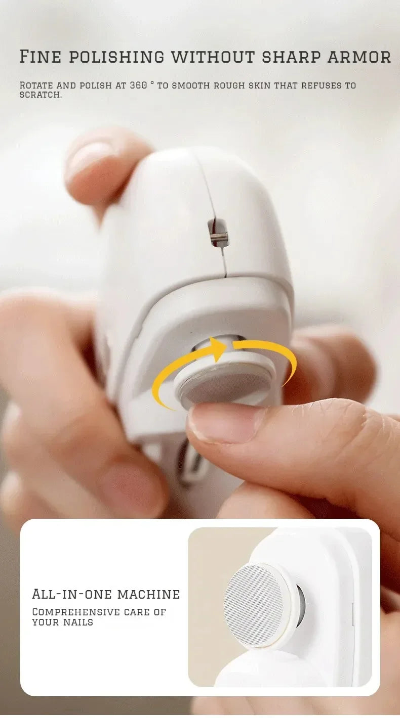 2-in-1 Electric Nail Clipper & Grinder – Portable Automatic Nail Trimmer with Polishing Function for Easy Manicure
