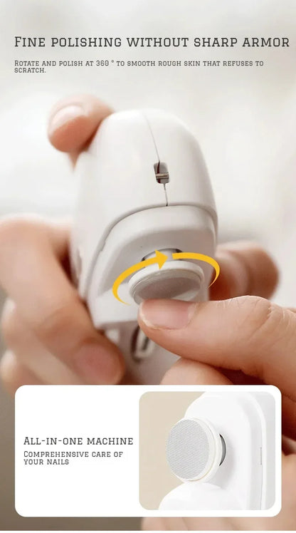 2-in-1 Electric Nail Clipper & Grinder – Portable Automatic Nail Trimmer with Polishing Function for Easy Manicure
