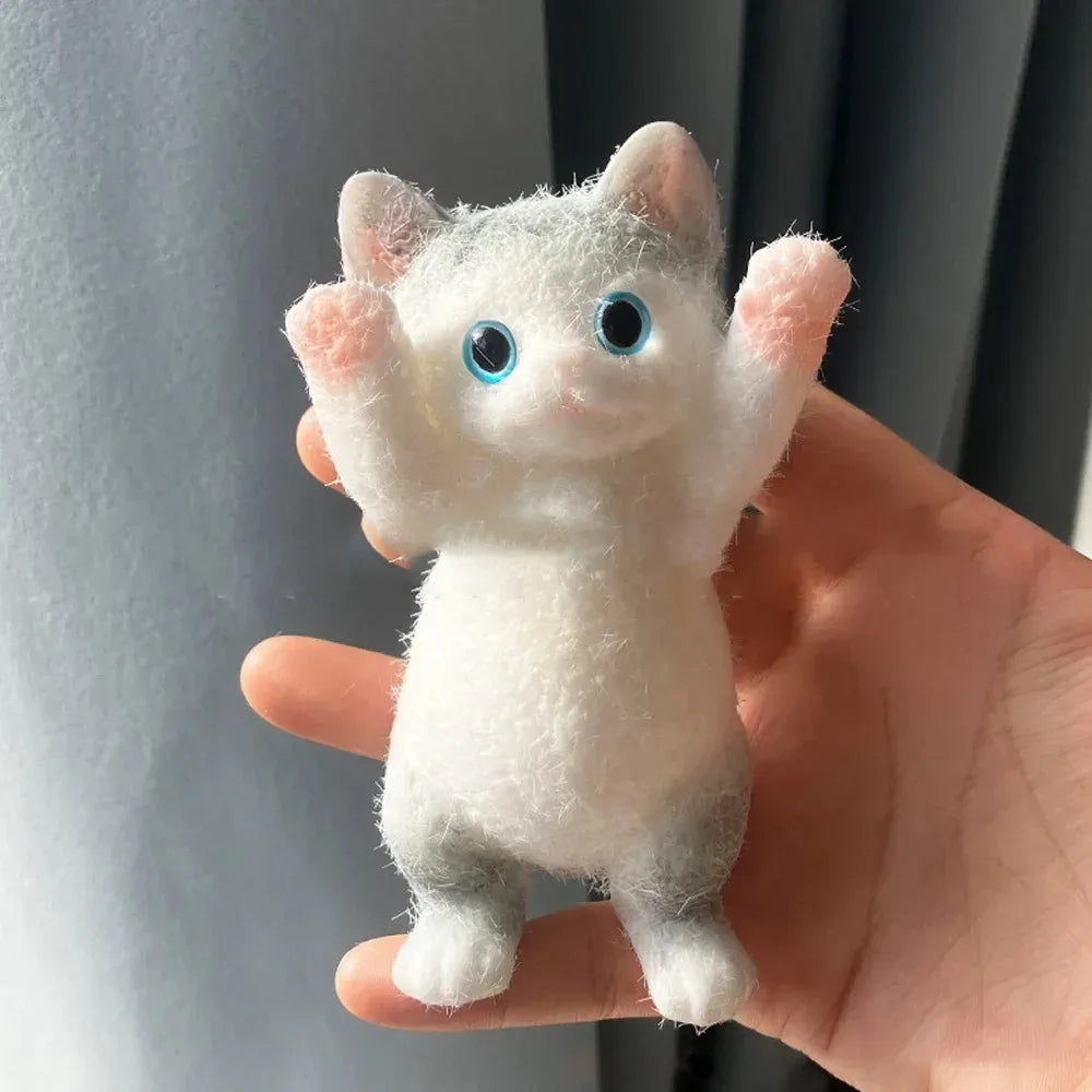 Realistic Fluffy Cat Stress Relieving Toy – Simulation Cat Doll Squeeze Gift for Kids & Adults