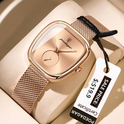 Luxury Women’s Watch – Elegant Waterproof Mesh Stainless Steel Quartz Watch for Ladies