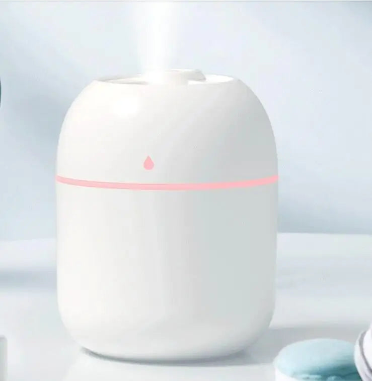 Air Humidifier & Essential Oil Diffuser – Ultrasonic Mute Mist Maker with LED Color Lamp for Home & Car