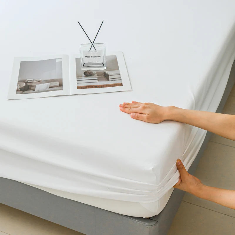 Waterproof Fitted Bed Sheet | 360° Elastic Band Mattress Protector | Single, Double, Queen & King