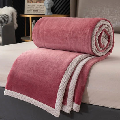Double-Sided Thick Milk Velvet Blanket – Soft Flannel Quilt for All Seasons & Travel
