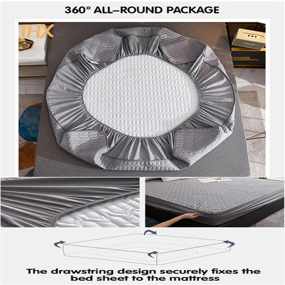 Waterproof Thicken Mattress Pad Protector | Skin-Friendly Durable Fitted Sheet Bed Cover | Latex Mat Cover 150x200 / 160x200 / 180x200