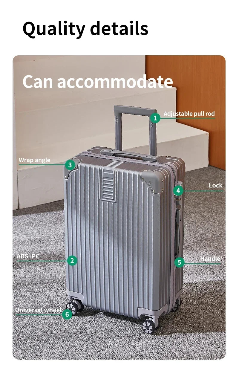 100% Aluminum Magnesium Alloy Travel Luggage – Trolley Carry-On & Checked Luggage 20", 22", 24", 26", 28" with Cup Holder