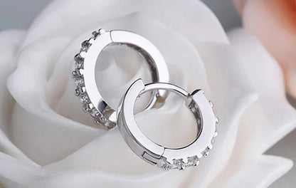 925 Sterling Silver Zircon Hoop Earrings – Luxury 10mm Circle Earrings for Women & Girls Wedding Party Jewelry
