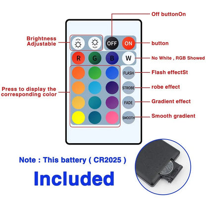 RGB LED Strip Light with USB & 24-Key Remote – Color Changing SMD Lights for Holiday Decoration