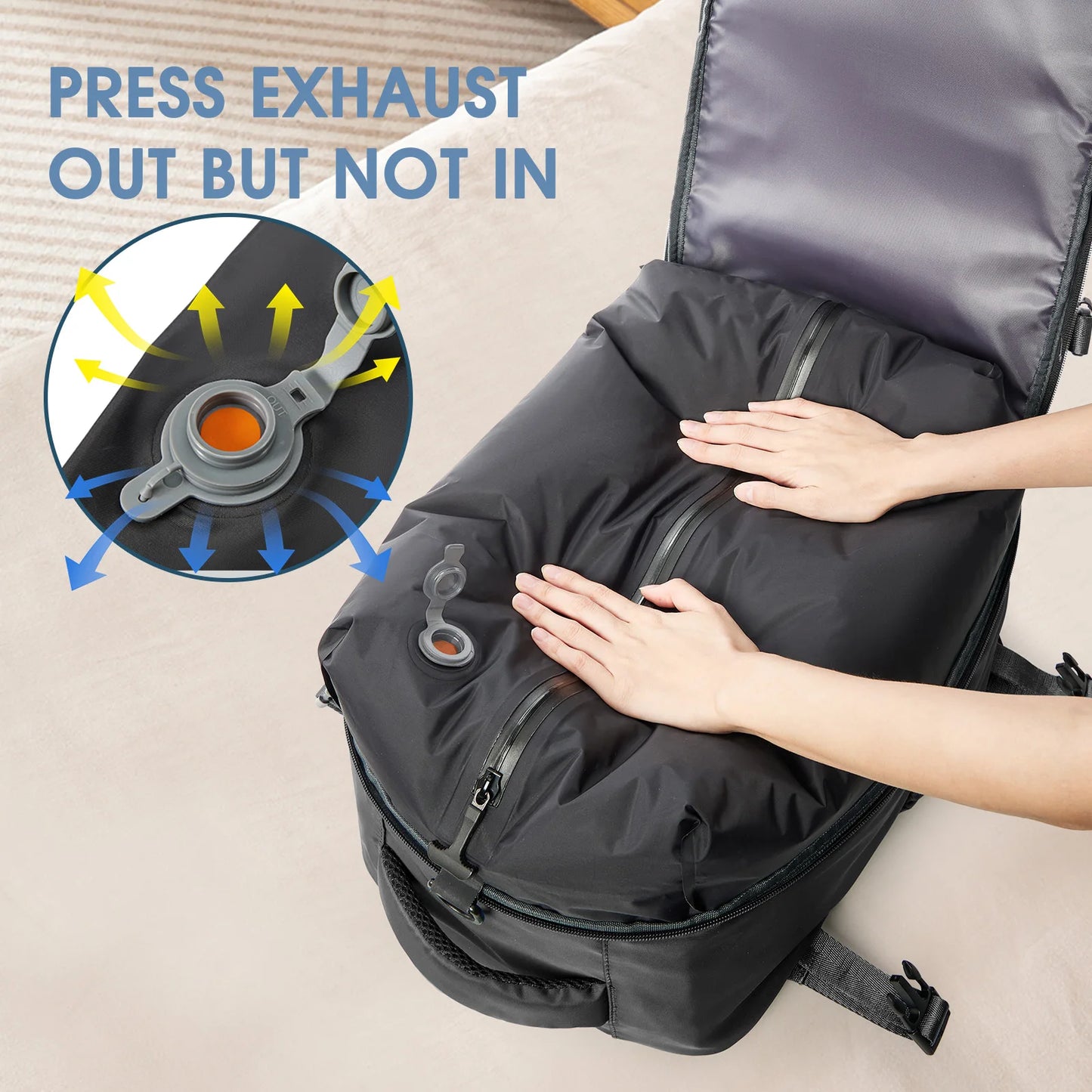 Vacuum Backpack Travel Bag – Large Capacity Expandable Business & School Laptop Backpack for Men & Women