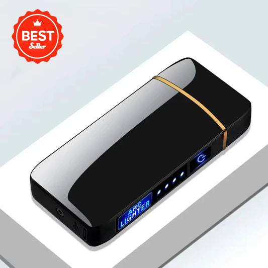 2025 Electric Windproof Metal Lighter Double Arc Flameless Plasma Rechargeable USB Lighter LED Power Display Touch Lighters Gift