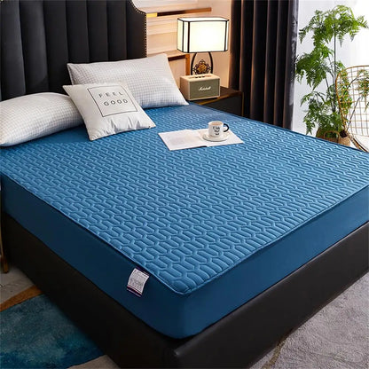 Waterproof Thickened Mattress Pad Protector – Skin-Friendly Durable Fitted Bed Sheet Cover, Latex Mat Cover (120x200 / 150x200 / 180x200)