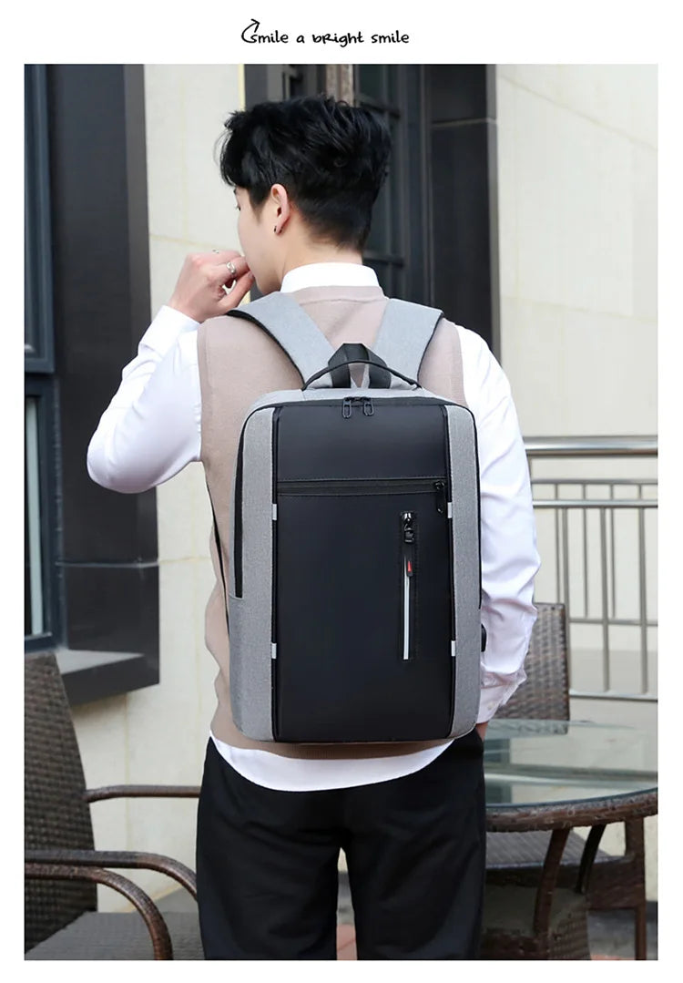 Waterproof Business Backpack for Men – USB Charging 15.6” Laptop Bag, Large Capacity School & Travel Backpack