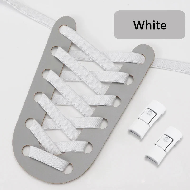 Elastic No-Tie Shoe Laces with Press Lock – 8MM Flat Shoelaces for Sneakers, Kids & Adults