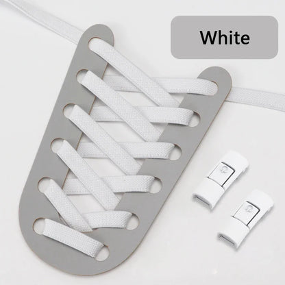 Elastic No-Tie Shoe Laces with Press Lock – 8MM Flat Shoelaces for Sneakers, Kids & Adults
