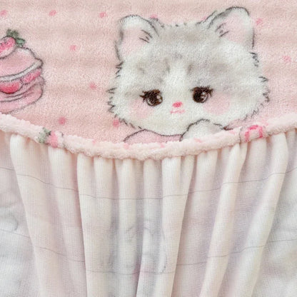 Fluffy Plush Cartoon Fleece Bed Sheet | Double Bed | Winter Warm