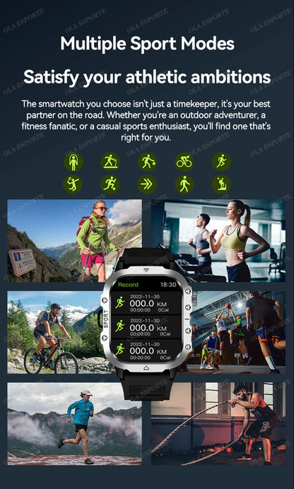 Men’s Military Outdoor GPS Sports Smart Watch – Heart Rate, Sleep Monitor & Waterproof Fitness Watch for iOS & Android