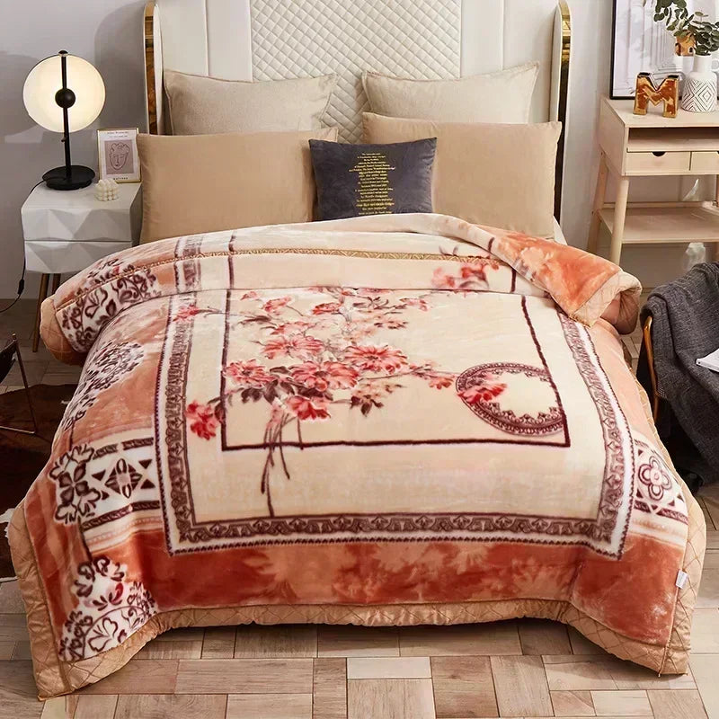 European Style Warm Raschel Blanket – Thickened Weighted Winter Comforter & Double-Sided Duvet