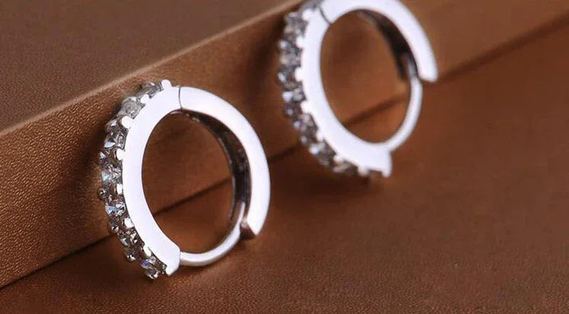 925 Sterling Silver Zircon Hoop Earrings – Luxury 10mm Circle Earrings for Women & Girls Wedding Party Jewelry