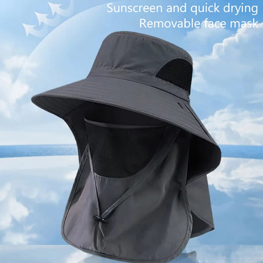 Summer UV Protection Sun Hat – Outdoor Fishing, Hiking & Camping Bucket Cap with Neck Flap for Men & Women