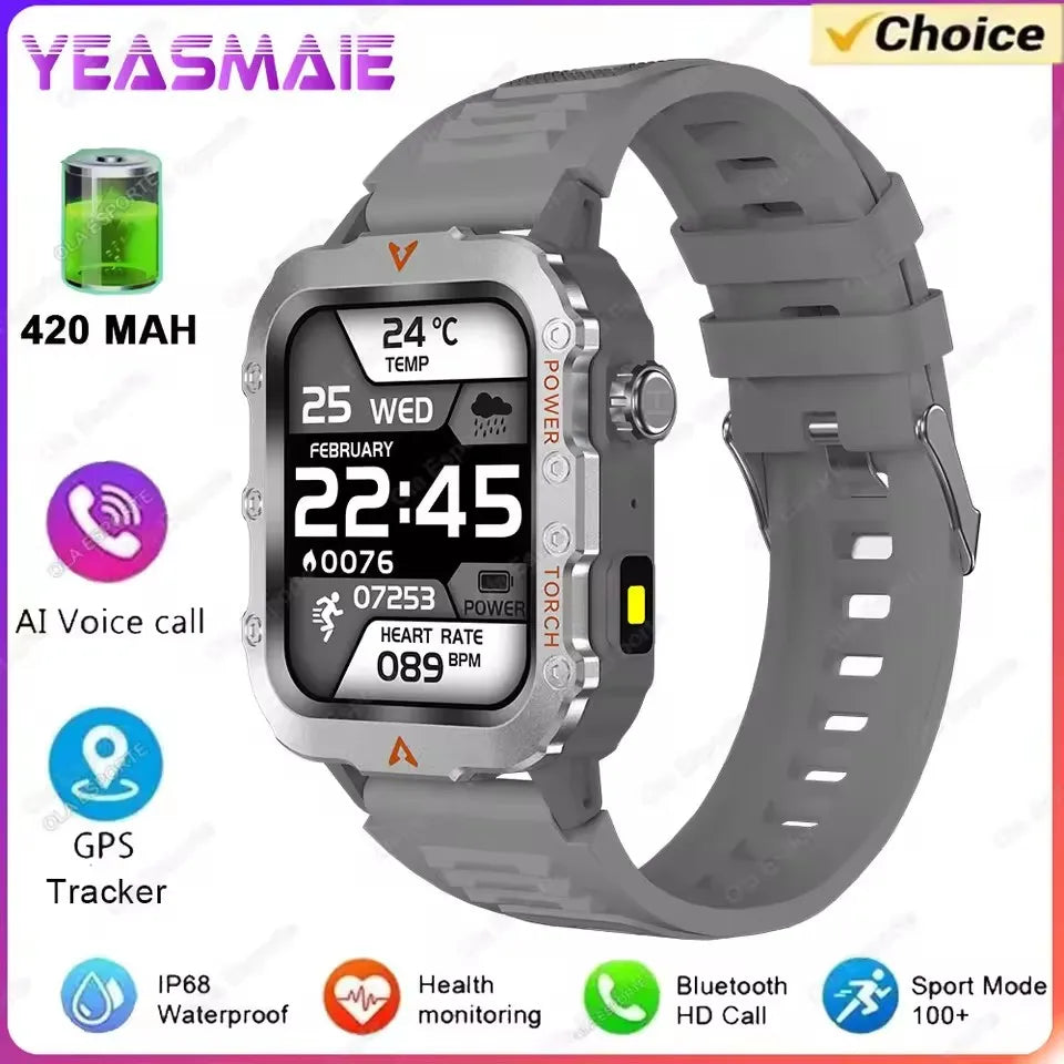 Men’s Military Outdoor GPS Sports Smart Watch – Heart Rate, Sleep Monitor & Waterproof Fitness Watch for iOS & Android