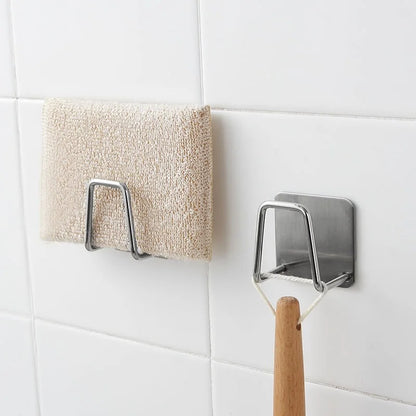 Stainless Steel Sink Sponge Rack – Wall-Mounted Draining Holder for Kitchen